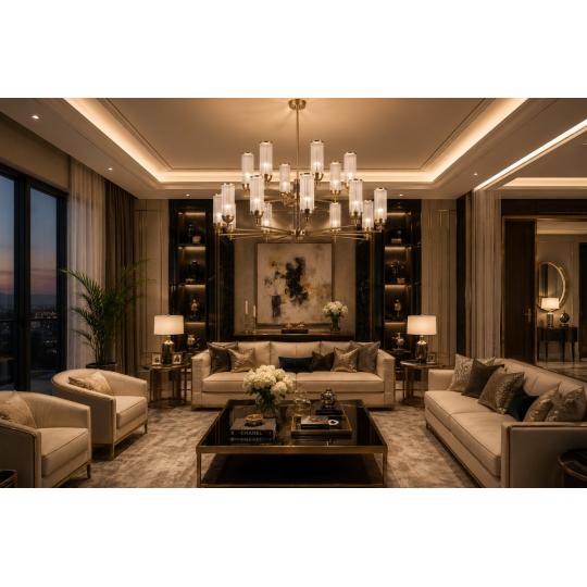 velky artdeco glamour luxus elegantne medene lustro s ryhovanym sklenym tienidlom lampa s mramorovou vlozkou vila zamok obcianska.jpg